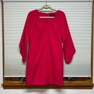 Laundry by Shelli Segal NWT Pink Fiesta Bell Sleeve V Neck Shift Dress Size 6
